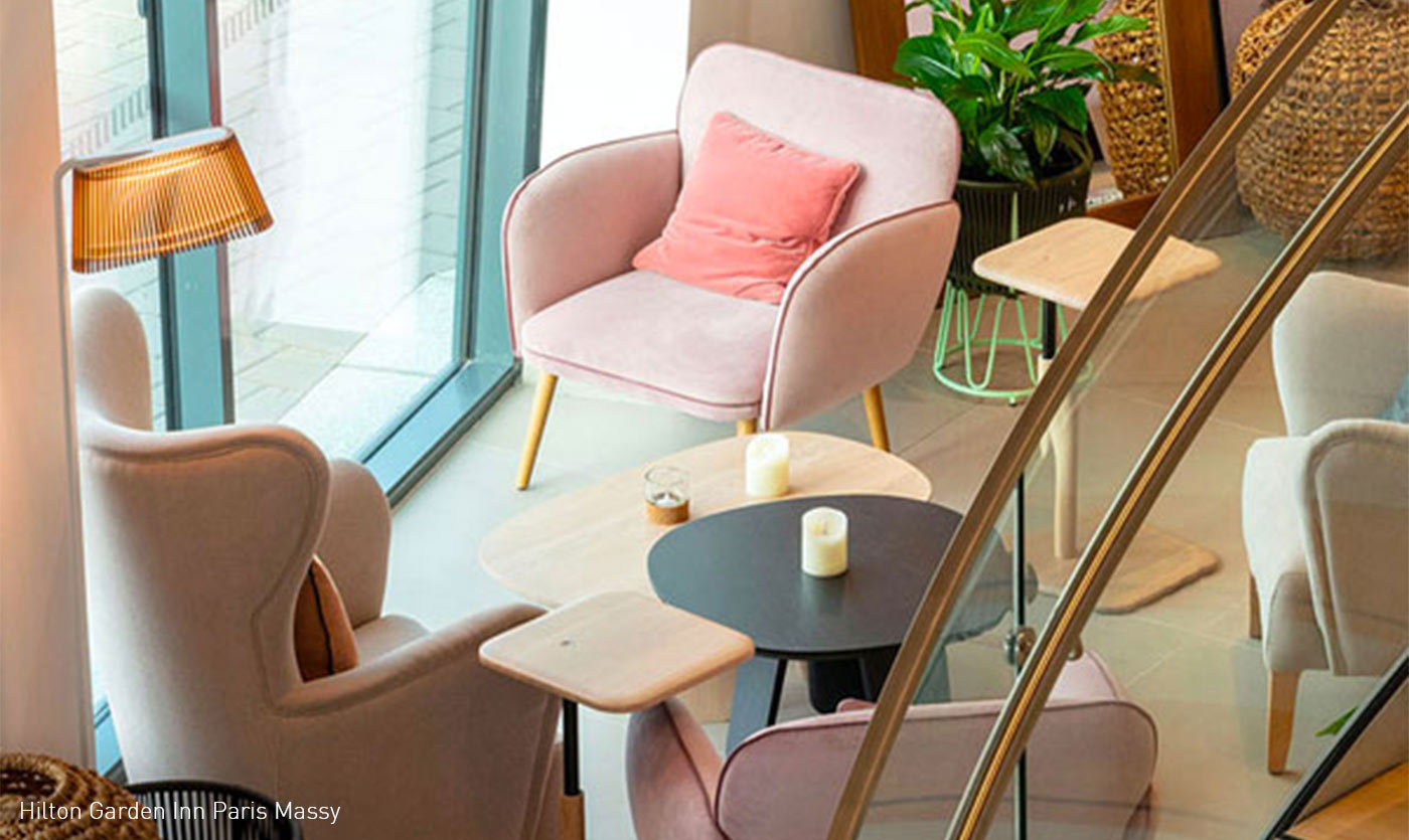 Collinet furniture for the Hilton Garden Inn Paris Massy Hotel 01