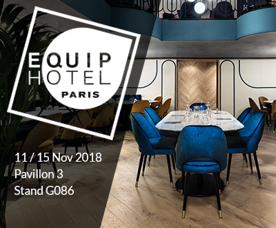 Hotel furniture Collinet at the 2018 Equiphotel exhibition