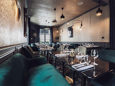 Collinet furniture for the Italian Enoteca restaurant