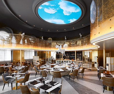 Collinet restaurant furniture for La Rotonde in the Hotel Le Negresco