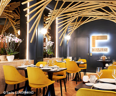 Collinet furniture for the Luxury Hotel School - Le Charles restaurant in Paris