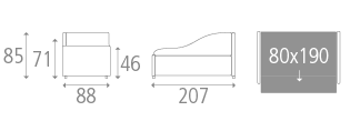 Remake II Trundle sofa bed size