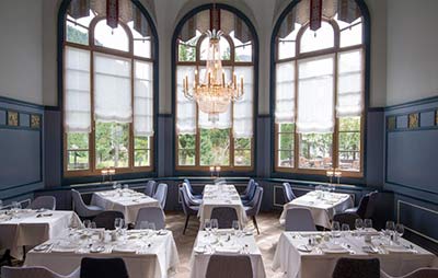 Collinet's chairs in the Grand Restaurant of Hotel Walther in Switzerland