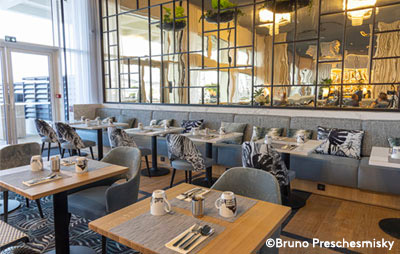 Collinet furniture for the L'Atlantique restaurant Thalazur Hotel in Saint-Jean-de-Luz
