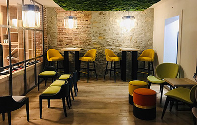 Furniture of the bar Le Cavin in Bagnères-de-Bigorre