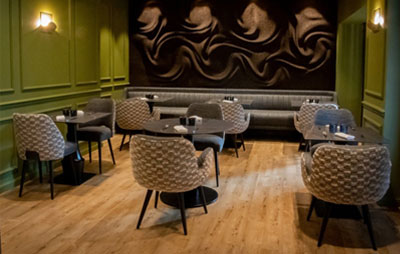 Collinet furniture for the Au Carillon Gourmand restaurant