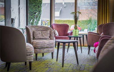 Collinet furniture of Groff restaurant of Aux 2 Clefs hotel in Biesheim